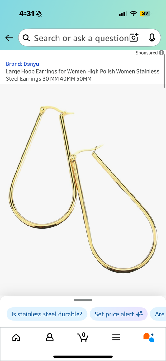 Large Hoop Earrings for Women High Polish Women Stainless Steel Earrings 30
