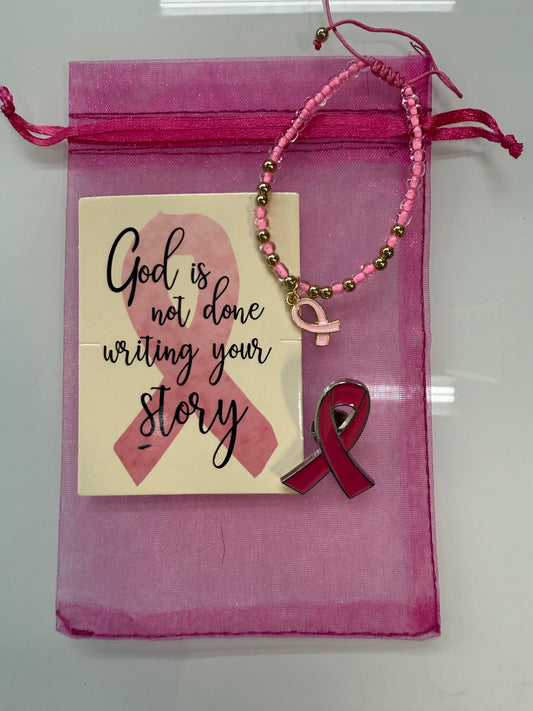 Breast Cancer Bracelet and Pin