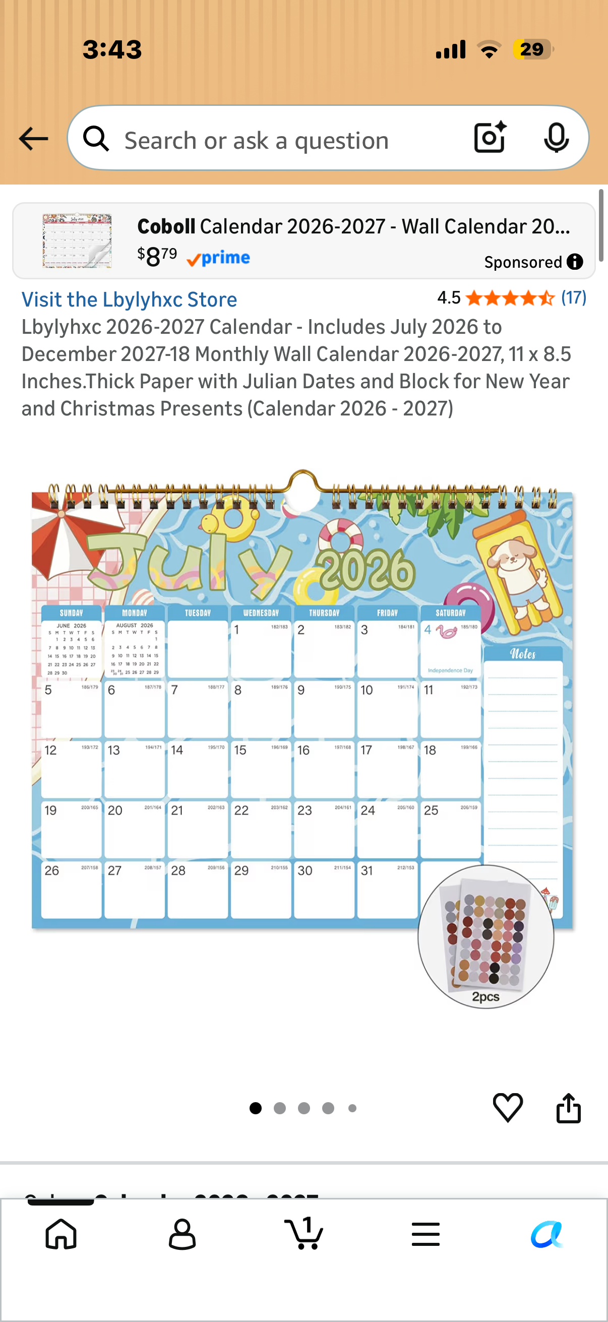 2026-2027 Calendar - Includes July 2026 to December 2027-18 Monthly Wall Calendar 2026-2027, 11 x 8.5 Inches.Thick Paper with Julian Dates and Block for New Year and Christmas Presents (Calendar 2026 - 2027