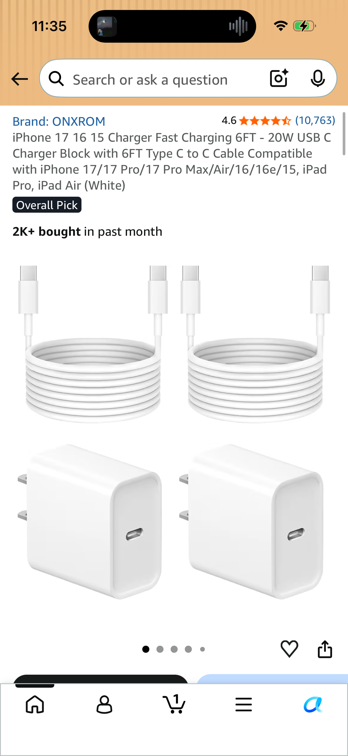 iPhone 17 16 15 Charger Fast Charging 6FT - 20W USB C Charger Block with 6FT Type C to C Cable Compatible with iPhone 17/17 Pro/17 Pro Max/Air/16/16e/15, iPad Pro, iPad Air (White)