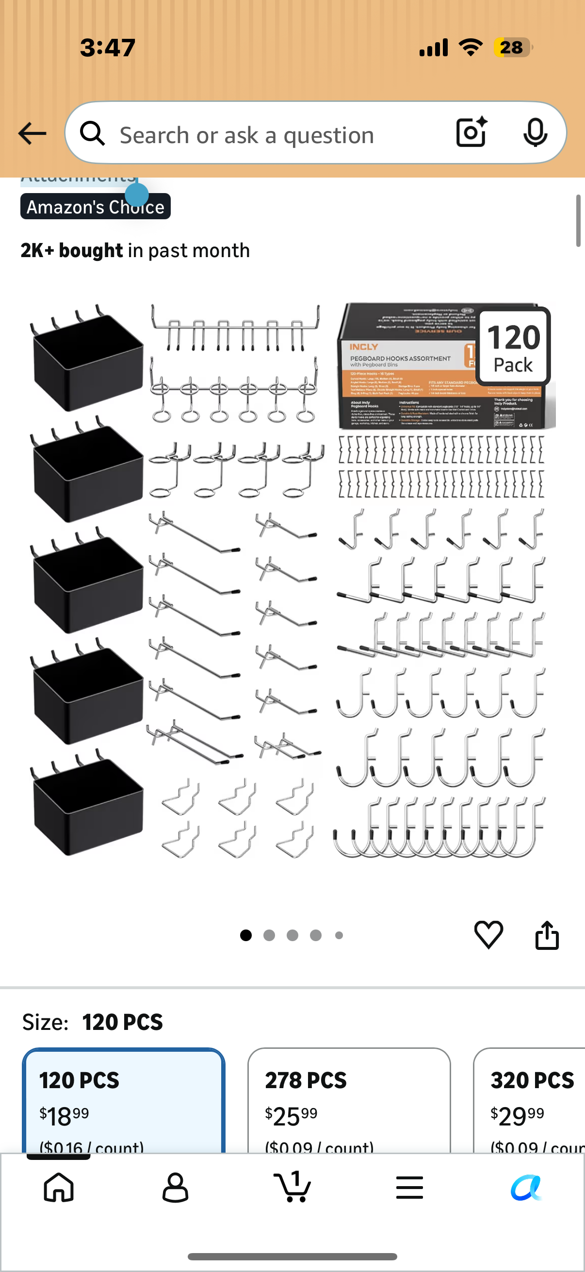 INCLY 120PCS Pegboard Accessories Organizer Kit, Peg Board Hooks Assortment with Bins for Organizing Various Tools, Fit 1/8 or 1/4 inch