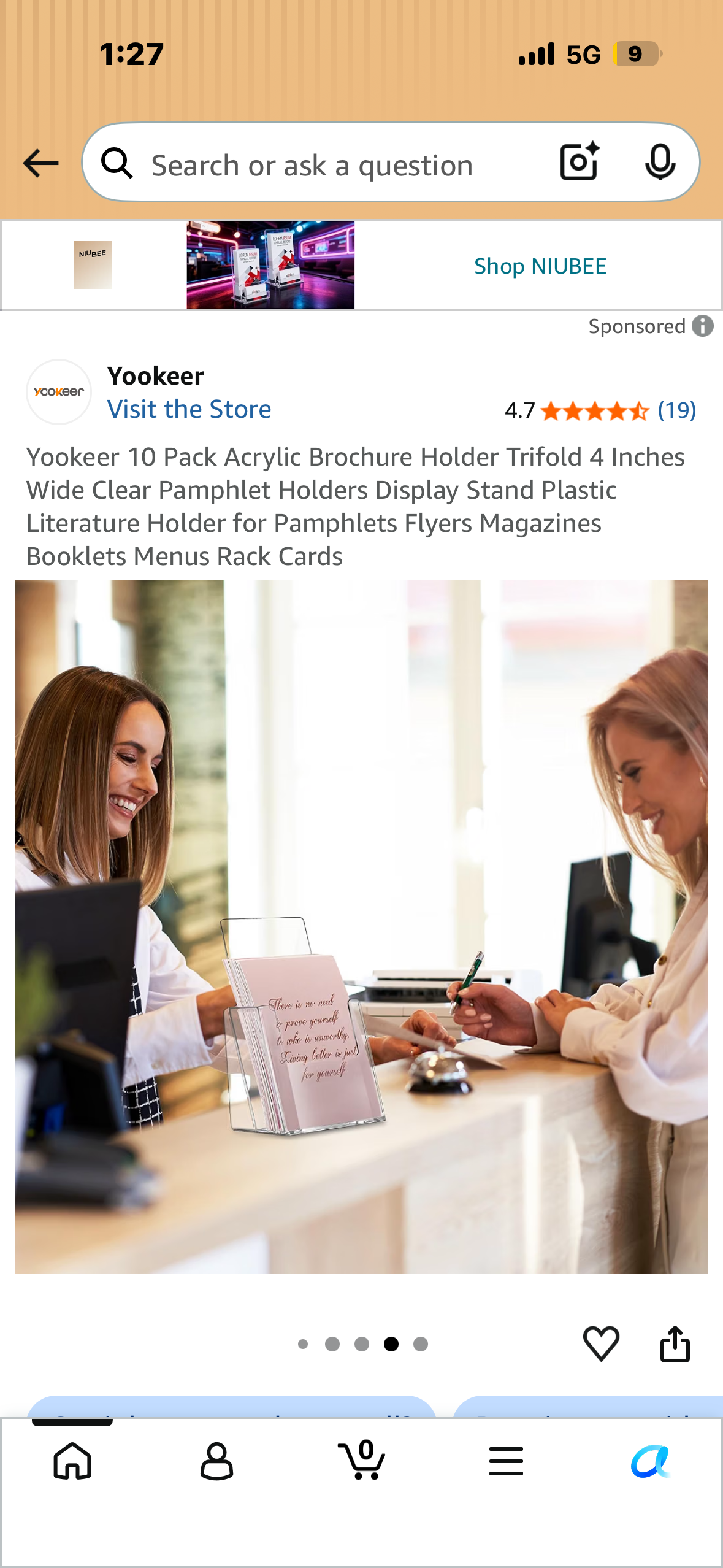 Yookeer 10 Pack Acrylic Brochure Holder, 4” Wide Clear Pamphlet Display Stand, Literature Holder for Pamphlets, Flyers, Magazines, Booklets, Menus, Rack Cards, etc