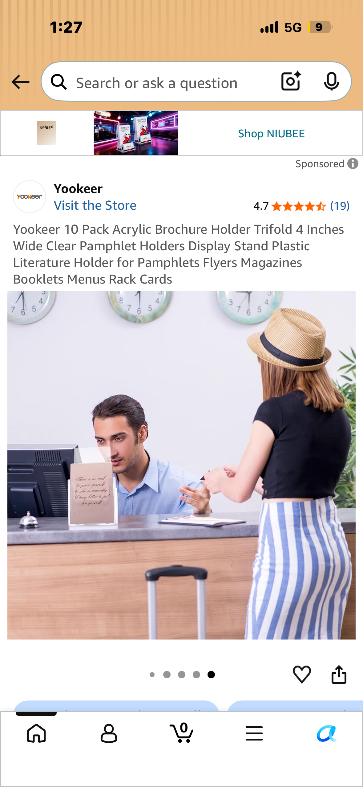 Yookeer 10 Pack Acrylic Brochure Holder, 4” Wide Clear Pamphlet Display Stand, Literature Holder for Pamphlets, Flyers, Magazines, Booklets, Menus, Rack Cards, etc