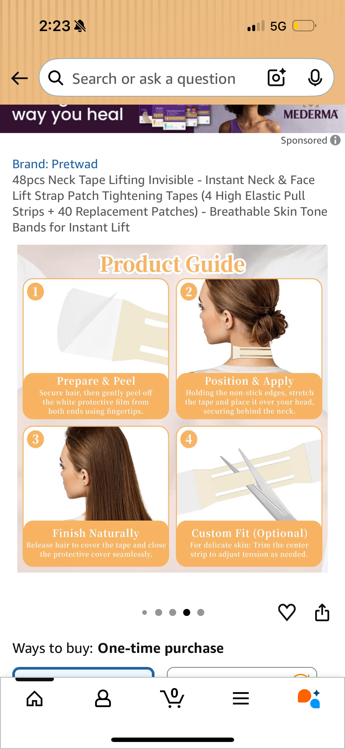 48pcs Neck Tape Lifting Invisible - Instant Neck & Face Lift Strap Patch Tightening Tapes (4 High Elastic Pull Strips + 40 Replacement Patches) - Breathable Skin Tone Bands for Instant Lift