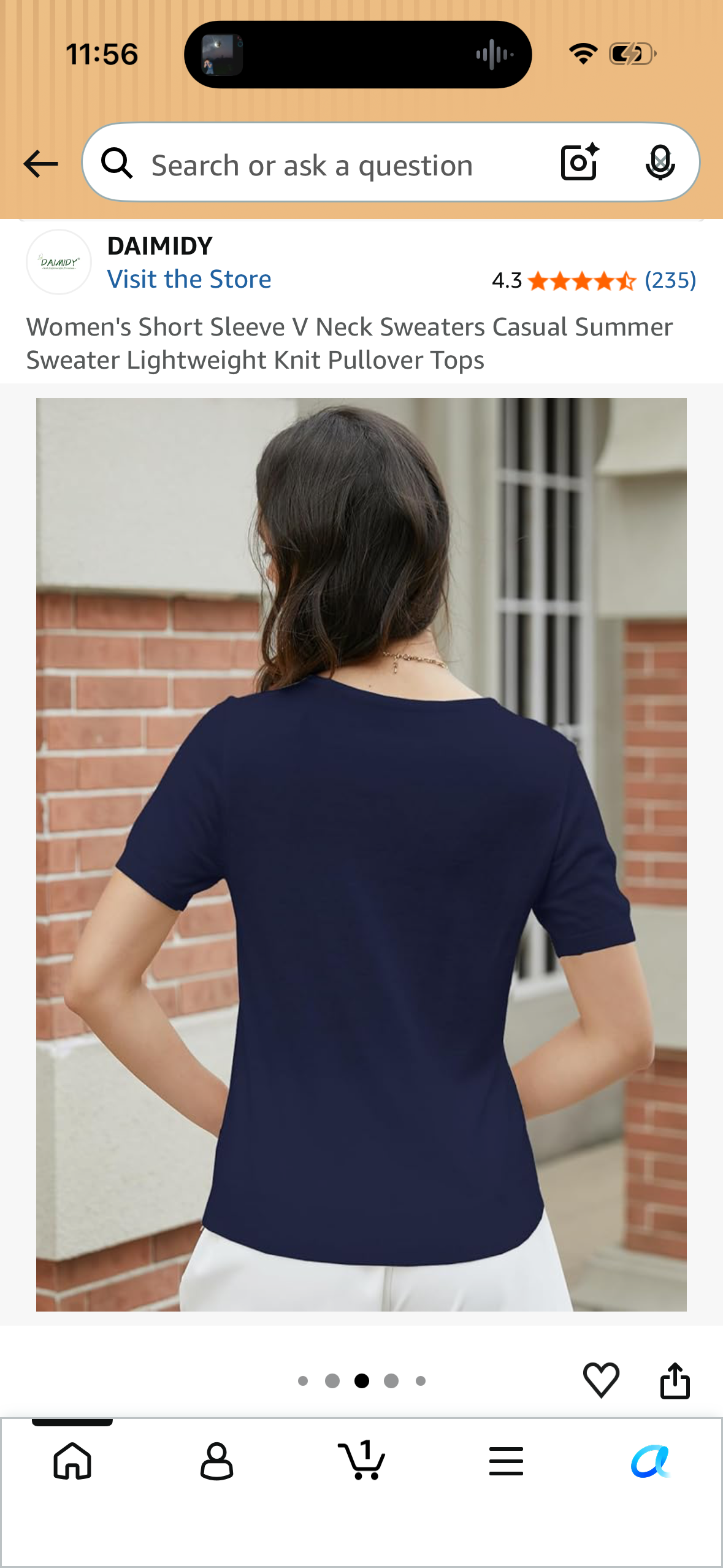Women's Short Sleeve V Neck Sweaters Casual Summer Sweater Lightweight Knit Pullover Tops (Size X-Large)