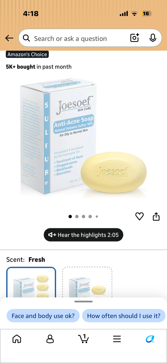 JOESOEF SKIN CARE Sulfur Soap for Acne Pharmaceutical Grade Dermatologists Approved for Acne Rosacea 100G