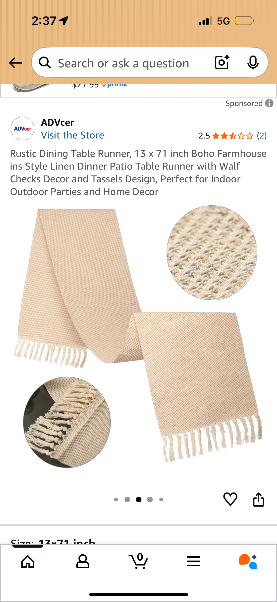 Rustic Dining Table Runner, 13 x 71 inch Boho Farmhouse ins Style Linen Dinner Patio Table Runner with Walf Checks Decor and Tassels Design, Perfect for Indoor Outdoor Parties and Home Decor