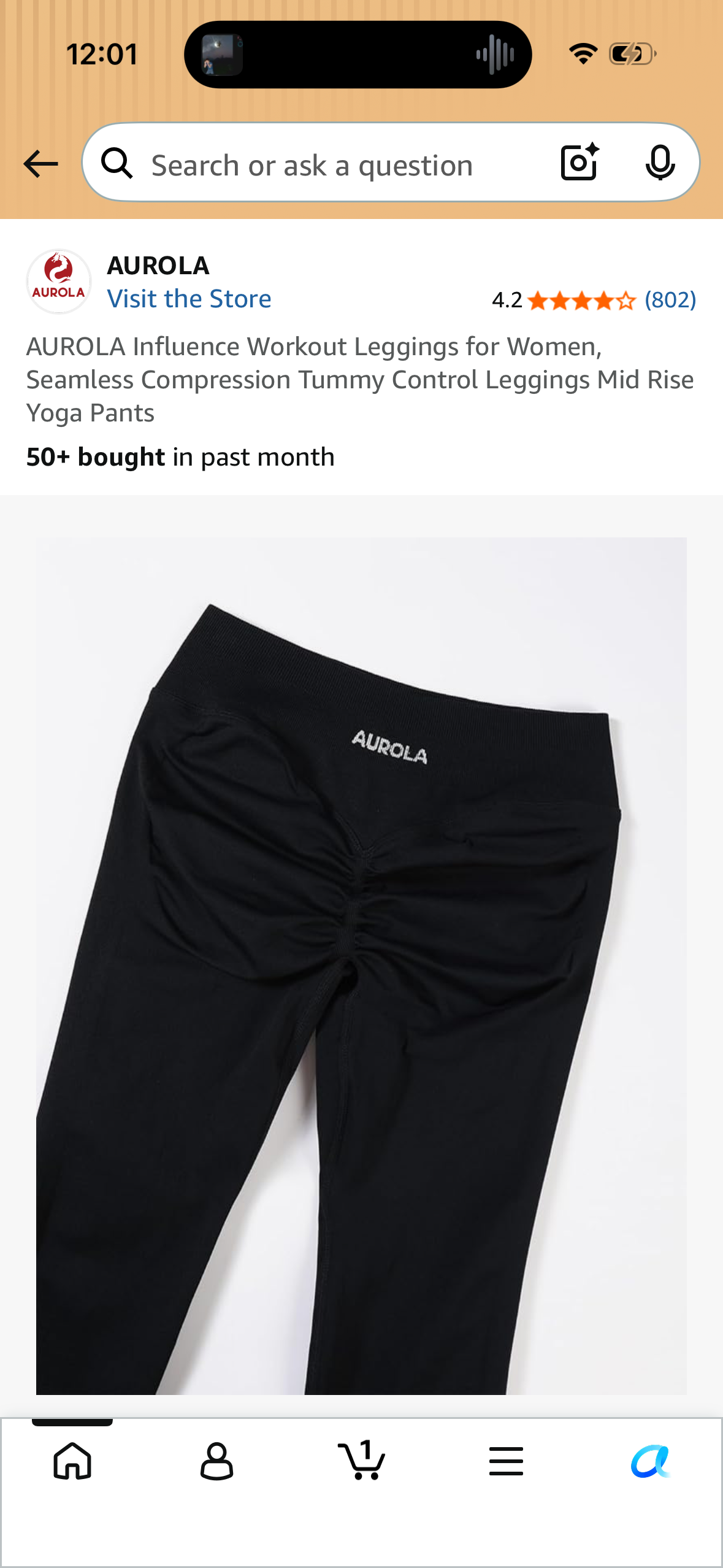 AUROLA Influence Workout Leggings for Women, Seamless Compression Tummy Control Leggings Mid Rise Yoga Pants (Size Small)
