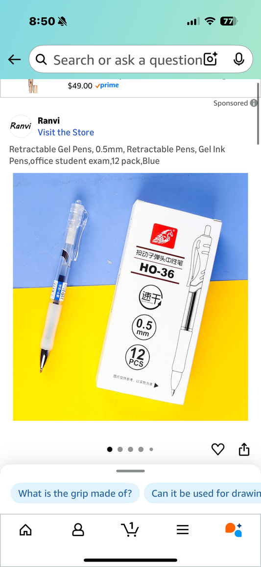 Retractable Gel Pens, 0.5mm, Retractable Pens, Gel Ink Pens,office student exam,12 pack,Blue
