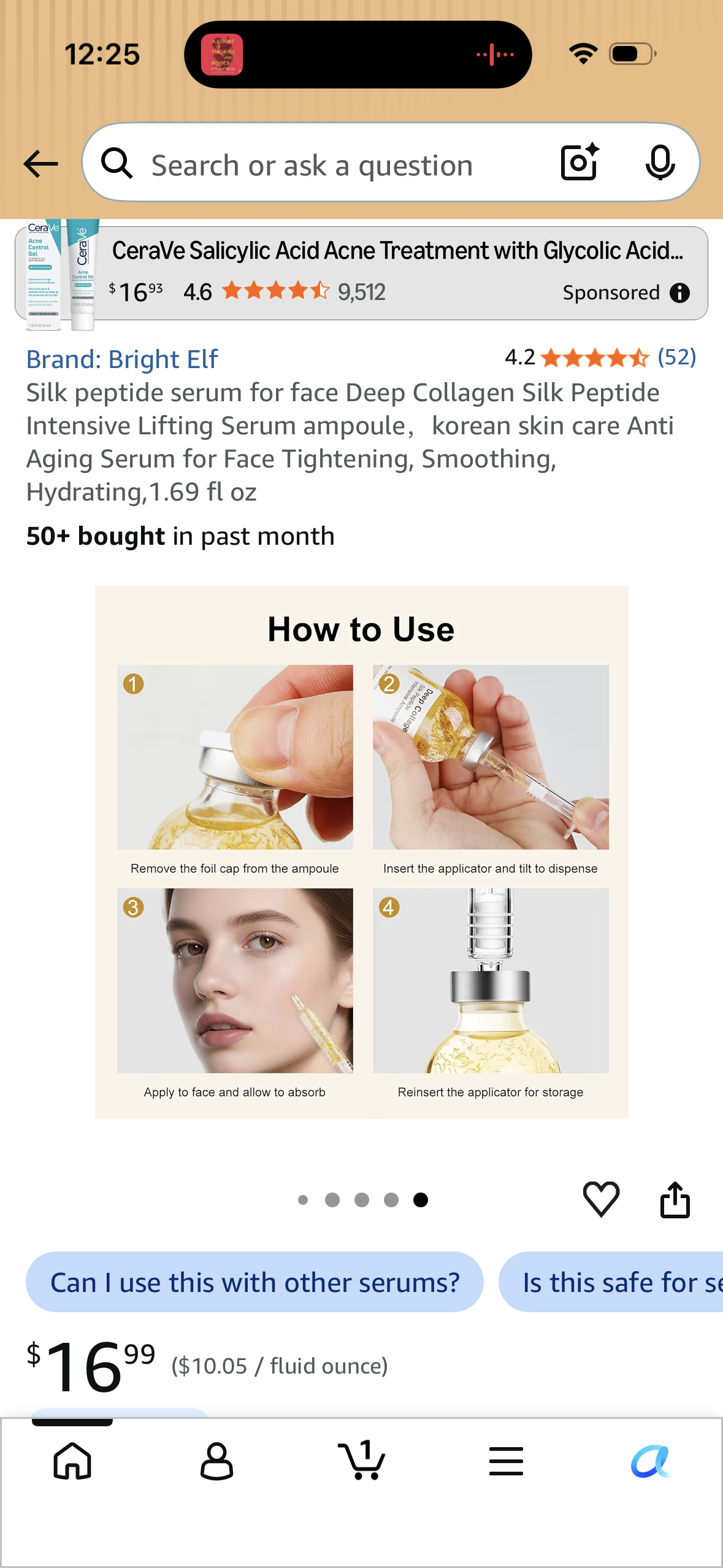 Silk peptide serum for face Deep Collagen Silk Peptide Intensive Lifting Serum ampoule，korean skin care Anti Aging Serum for Face Tightening, Smoothing, Hydrating,1.69 fl oz