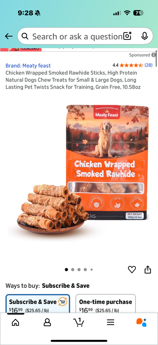 Chicken Wrapped Smoked Rawhide Sticks, High Protein Natural Dogs Chew Treats for Small & Large Dogs, Long Lasting Pet Twists Snack for Training, Grain Free, 10.58oz