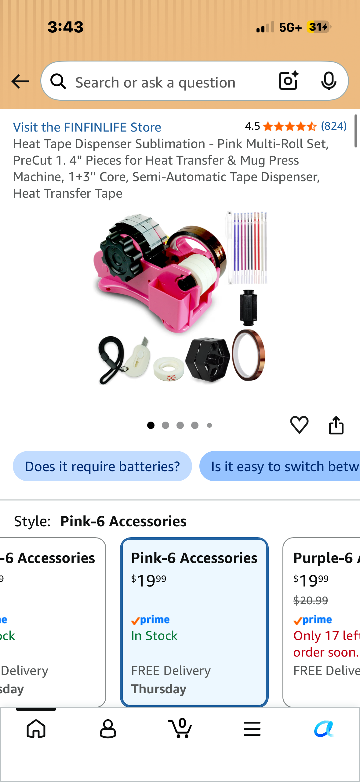 Heat Tape Dispenser Sublimation - Pink Multi-Roll Set, PreCut 1. 4'' Pieces for Heat Transfer & Mug Press Machine, 1+3'' Core, Semi-Automatic Tape Dispenser, Heat Transfer Tape