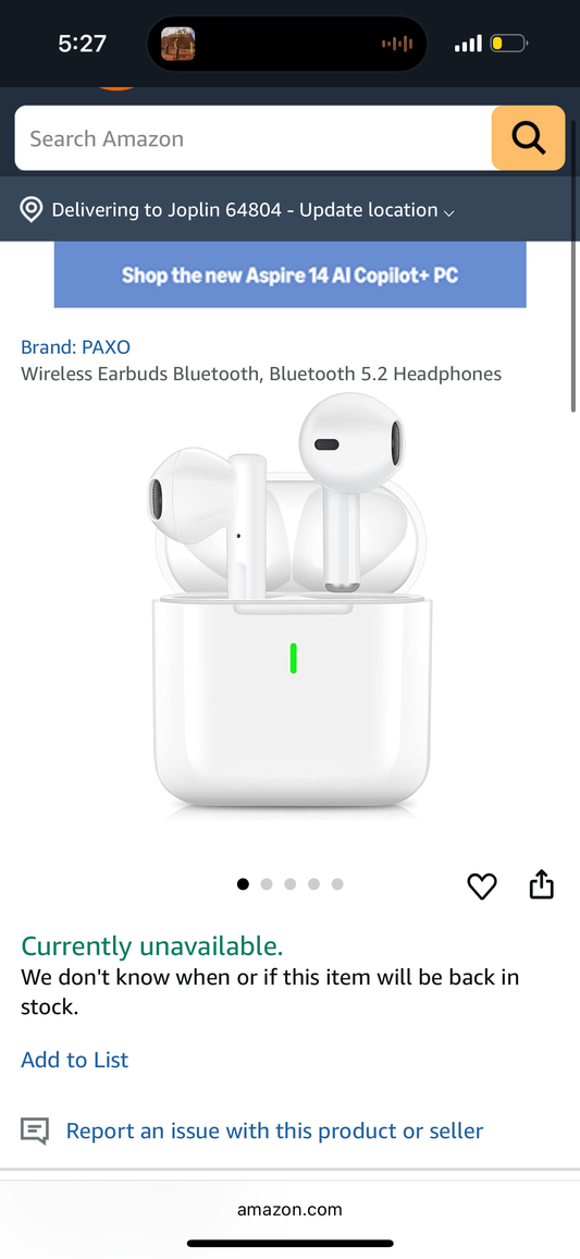 PAXO Wireless Earbuds Bluetooth, Bluetooth 5.2 Headphones