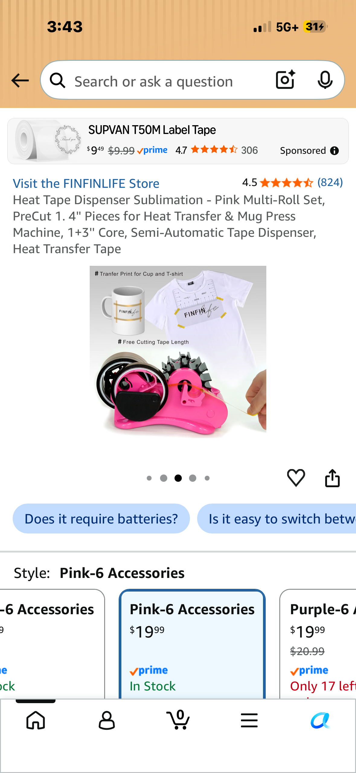 Heat Tape Dispenser Sublimation - Pink Multi-Roll Set, PreCut 1. 4'' Pieces for Heat Transfer & Mug Press Machine, 1+3'' Core, Semi-Automatic Tape Dispenser, Heat Transfer Tape