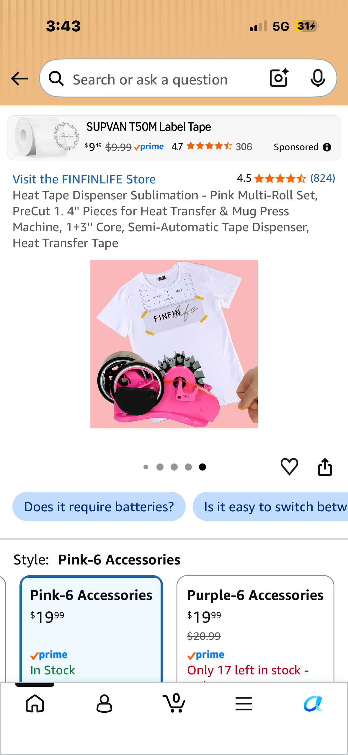 Heat Tape Dispenser Sublimation - Pink Multi-Roll Set, PreCut 1. 4'' Pieces for Heat Transfer & Mug Press Machine, 1+3'' Core, Semi-Automatic Tape Dispenser, Heat Transfer Tape