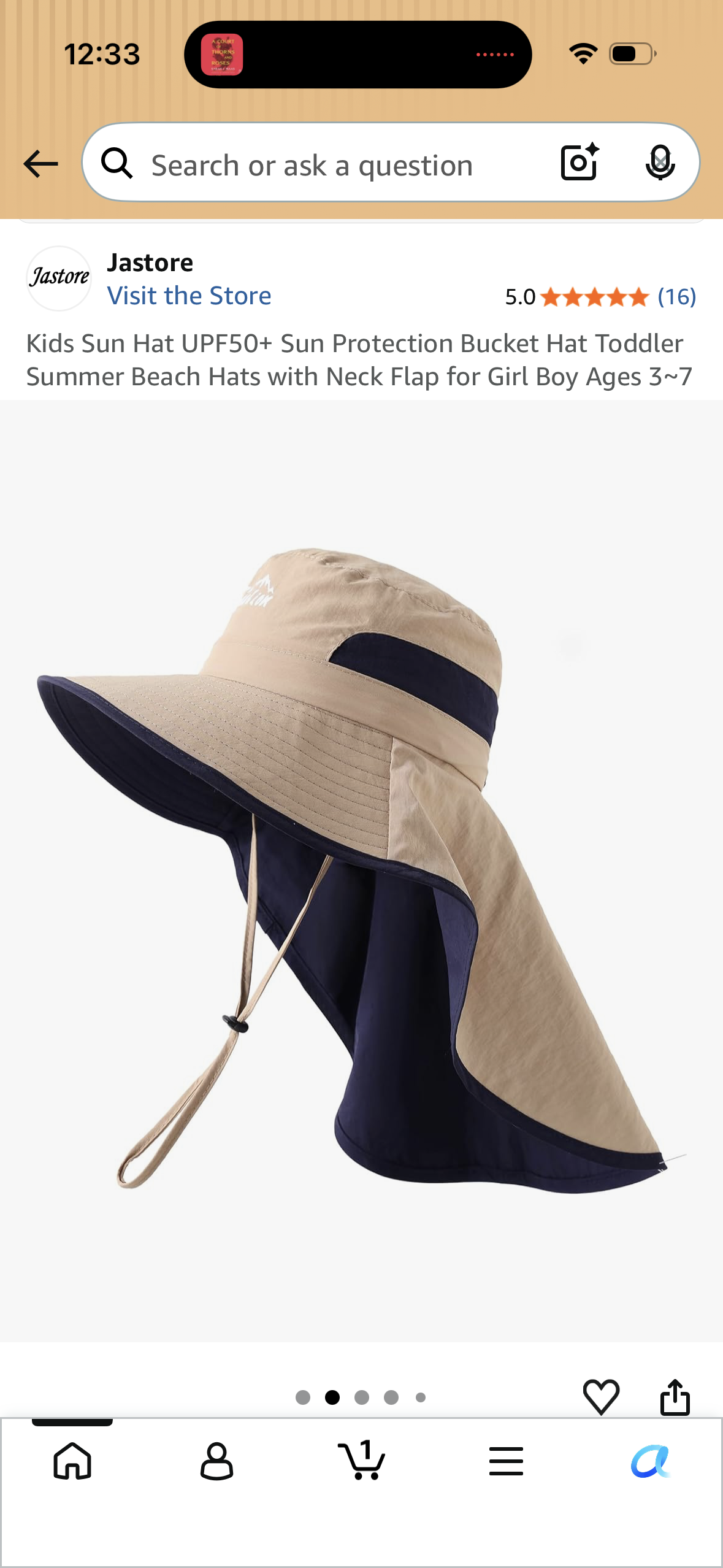 Kids Sun Hat UPF50+ Sun Protection Bucket Hat Toddler Summer Beach Hats with Neck Flap for Girl Boy (Size Ages 3-7)