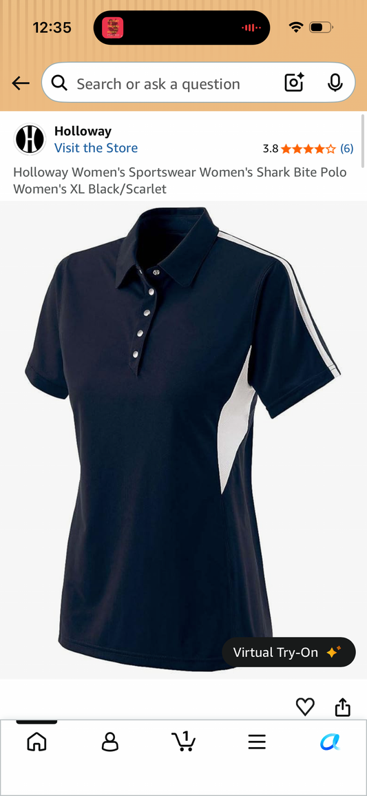 Holloway Women's Sportswear Women's Shark Bite Polo Women's Black/Scarlet (Size Small)