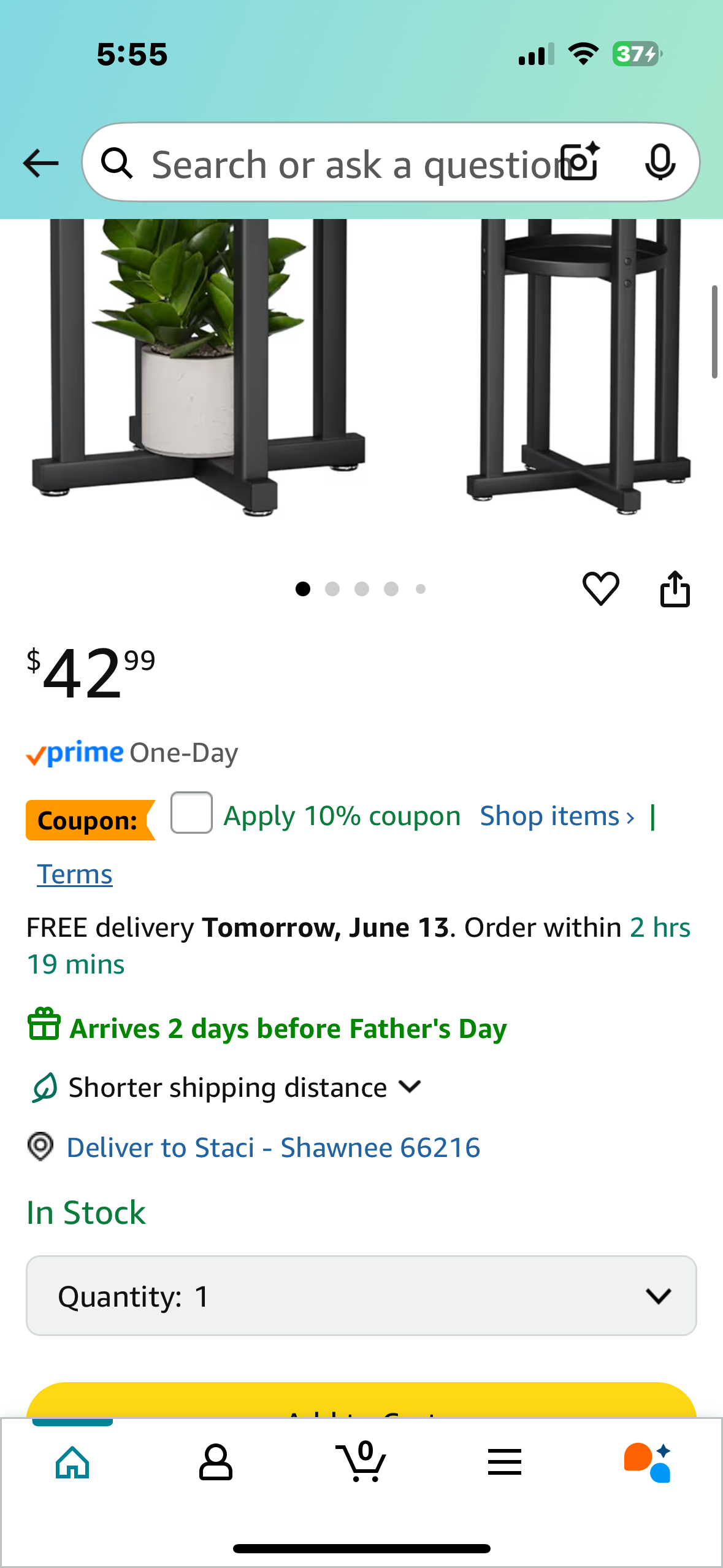 Water Dispenser Stand-3 Tier Corner Water Stand for 5 Gallon Bottle Water Jug Stand with 2 Round Shelfs Hold Cups and Plants