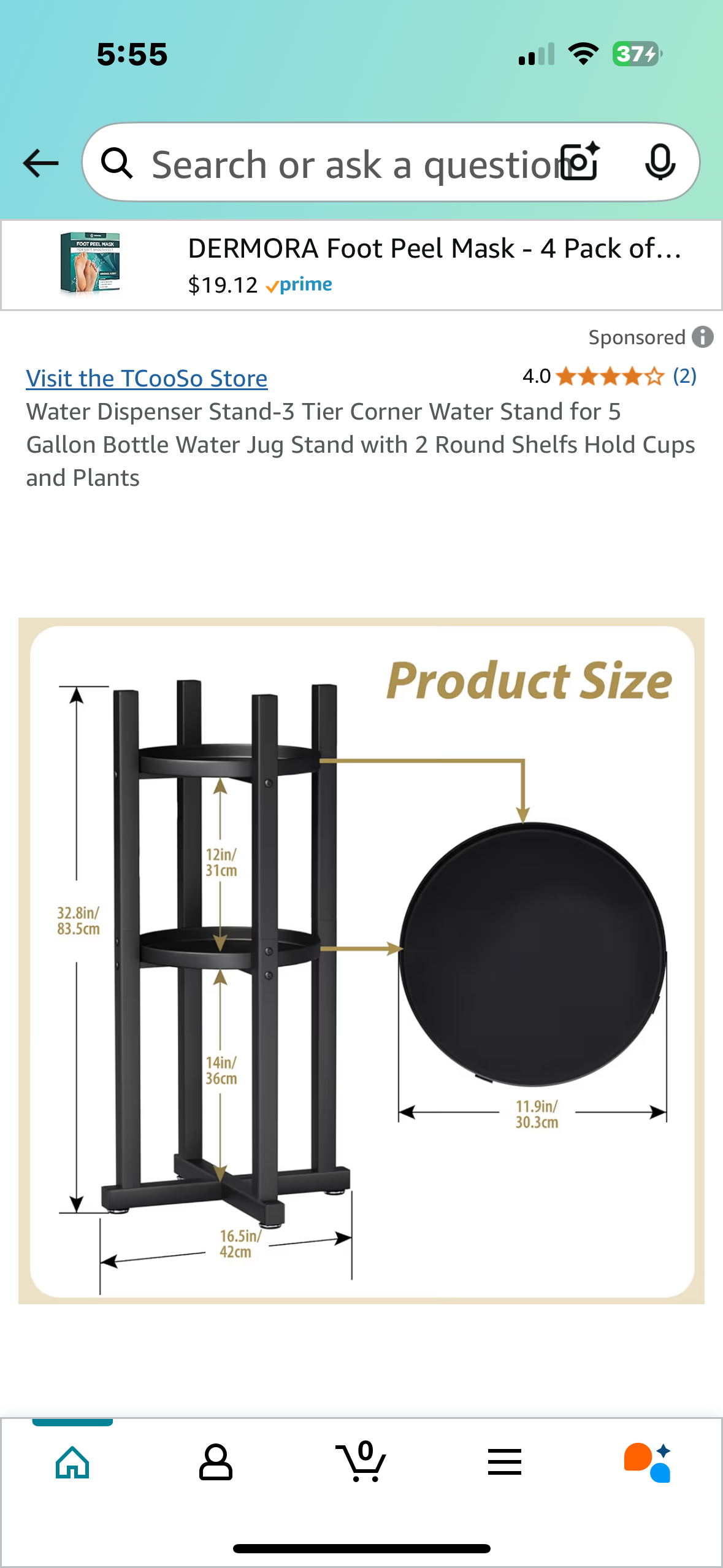 Water Dispenser Stand-3 Tier Corner Water Stand for 5 Gallon Bottle Water Jug Stand with 2 Round Shelfs Hold Cups and Plants