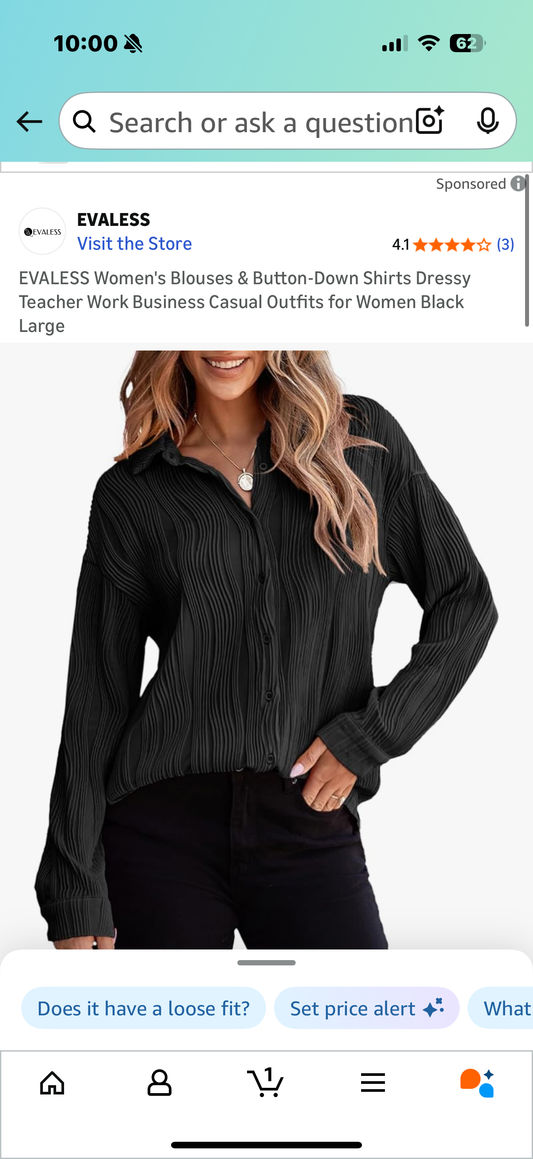 EVALESS Women's Blouses & Button-Down Shirts Dressy Teacher Work Business Casual Outfits for Women Black (Size Large)
