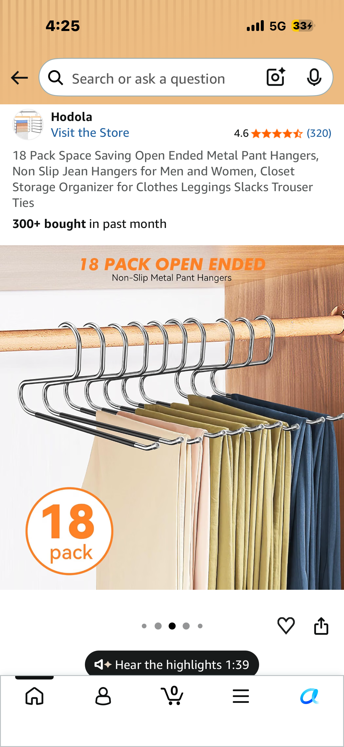 18 Pack Space Saving Open Ended Metal Pant Hangers, Non Slip Jean Hangers for Men and Women, Closet Storage Organizer for Clothes, Leggings, Slacks, Trousers, Ties