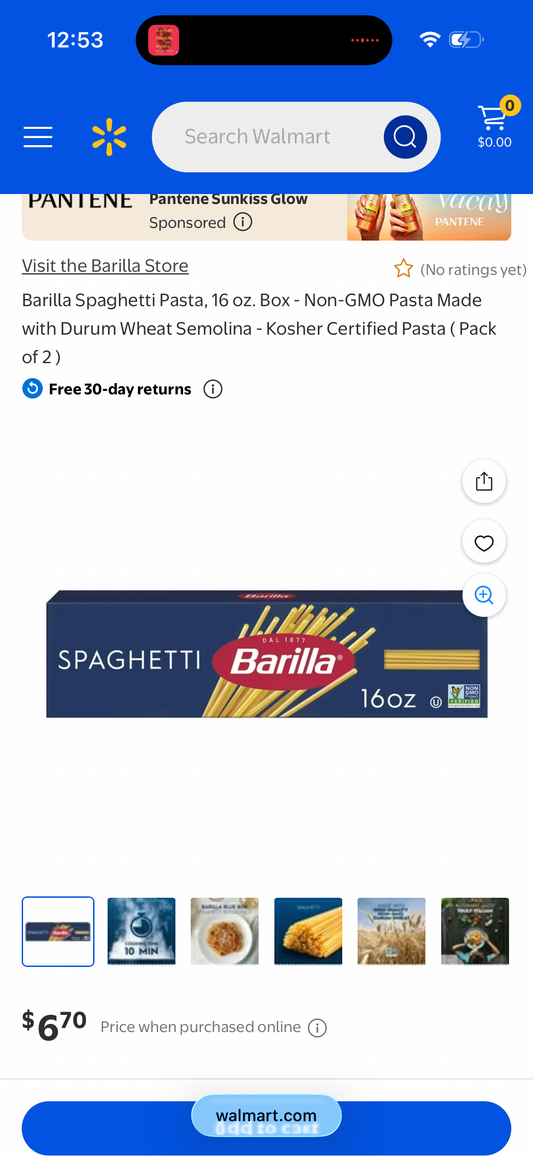 Pack of 2 - Barilla Spaghetti Pasta, 16 oz. Box - Non-GMO Pasta Made with Durum Wheat Semolina - Kosher Certified Pasta