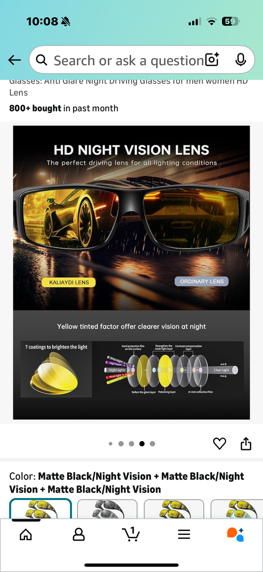 KALIYADI Night-Vision-Glasses Fit-Over-Glasses Wrap-Around Glasses: Anti Glare Night Driving Glasses for men women HD Lens