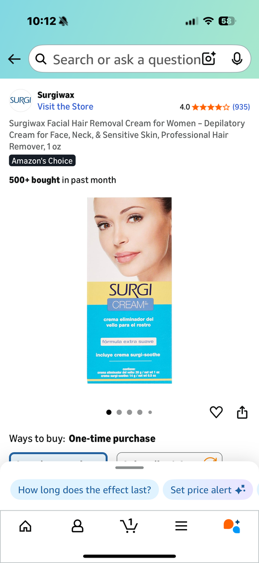 Surgiwax Facial Hair Removal Cream for Women – Depilatory Cream for Face, Neck, & Sensitive Skin, Professional Hair Remover, 1 oz