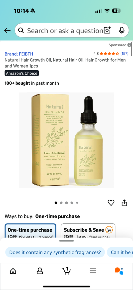 Natural Hair Growth Oil, Natural Hair Oil, Hair Growth for Men and Women 1pcs