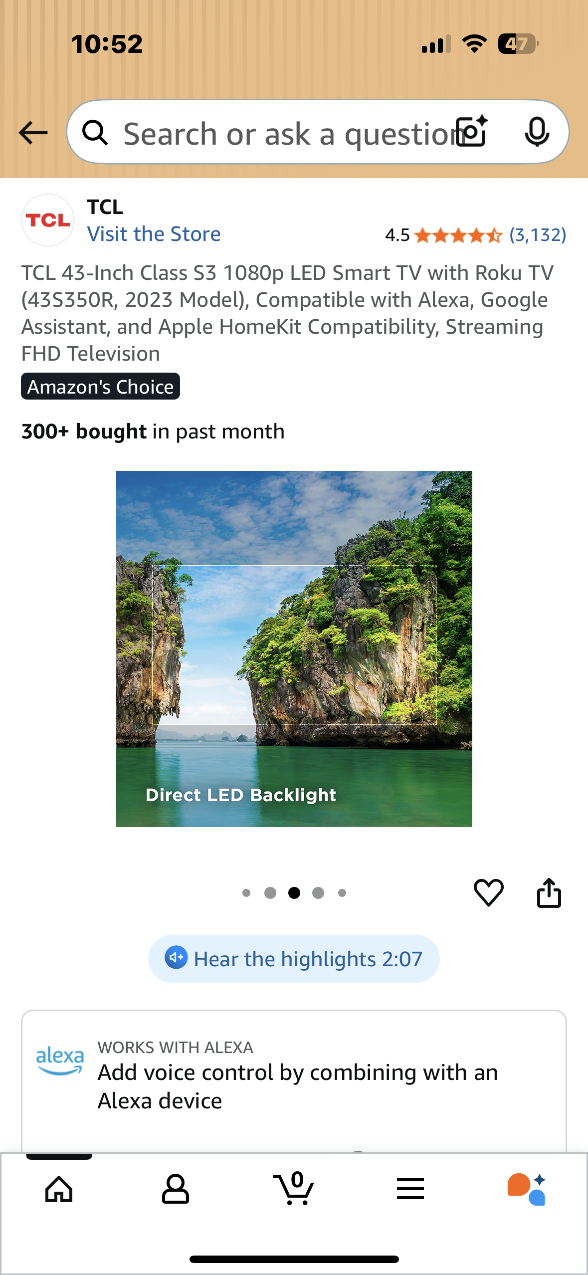 TCL 43-Inch Class S3 1080p LED Smart TV with Roku TV (43S350R, 2023 Model), Compatible with Alexa, Google Assistant, and Apple HomeKit Compatibility, Streaming FHD Television (R701)