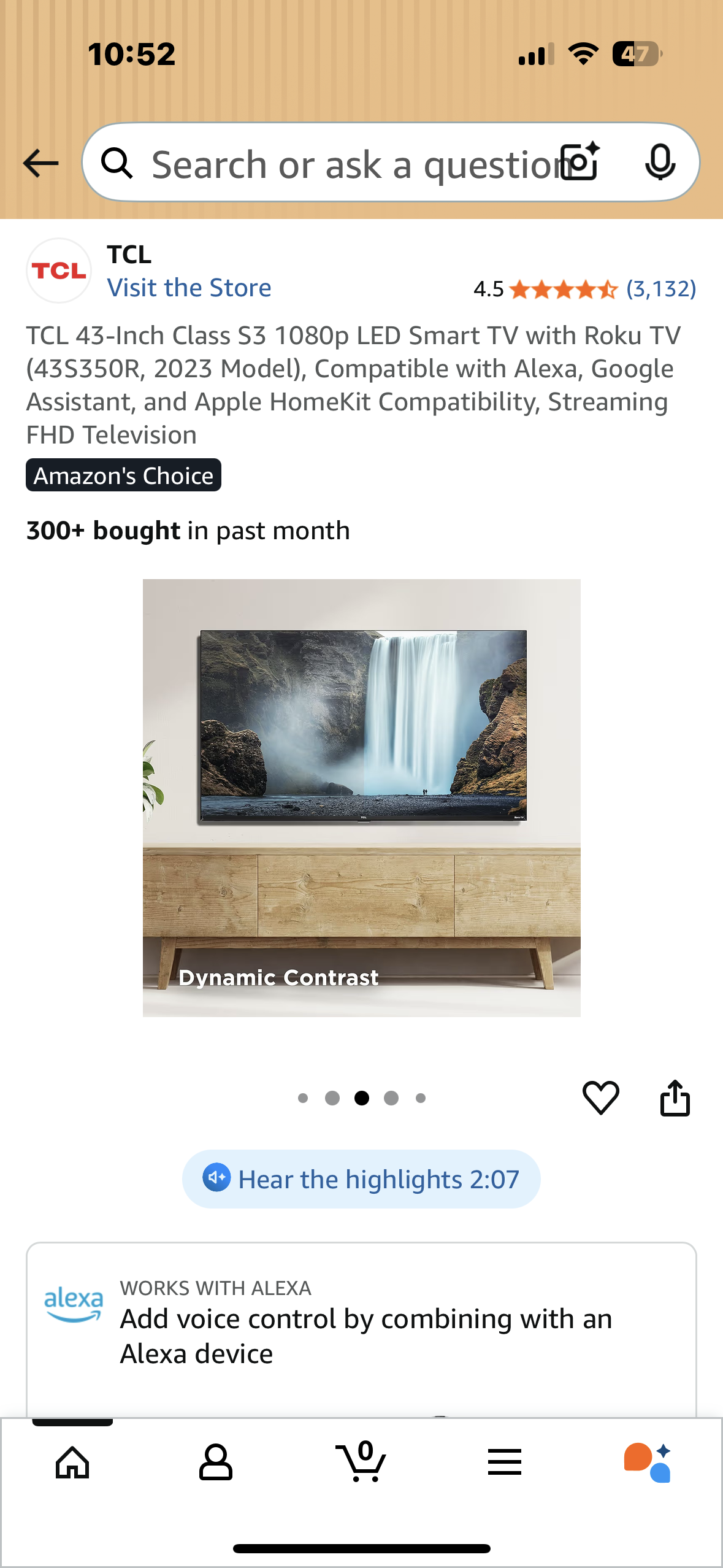 TCL 43-Inch Class S3 1080p LED Smart TV with Roku TV (43S350R, 2023 Model), Compatible with Alexa, Google Assistant, and Apple HomeKit Compatibility, Streaming FHD Television (R701)