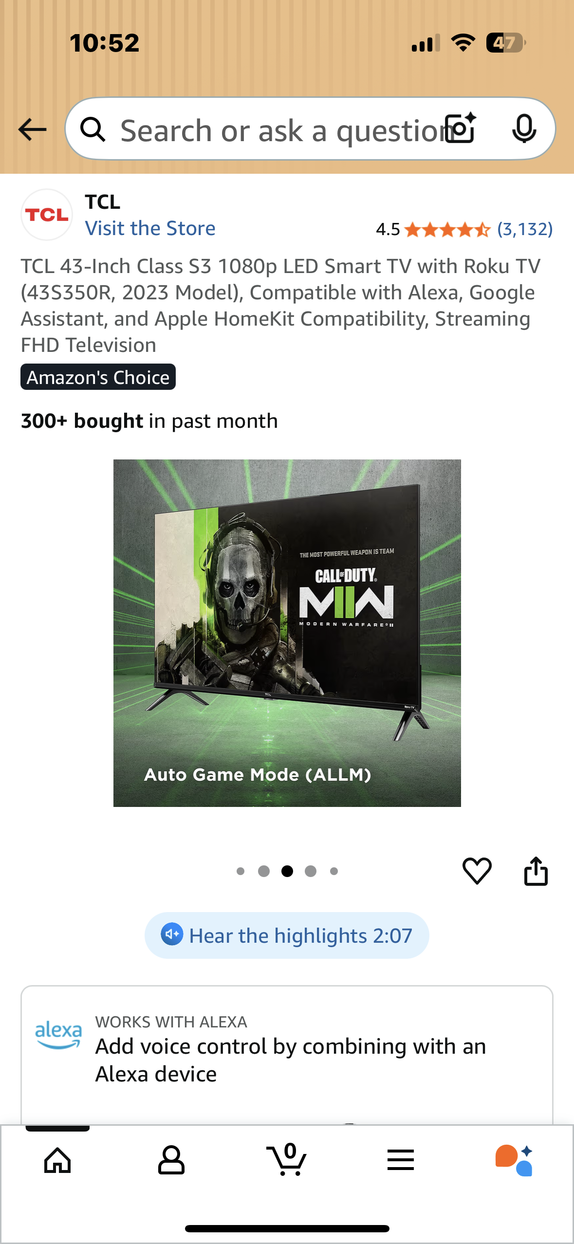 TCL 43-Inch Class S3 1080p LED Smart TV with Roku TV (43S350R, 2023 Model), Compatible with Alexa, Google Assistant, and Apple HomeKit Compatibility, Streaming FHD Television (R701)