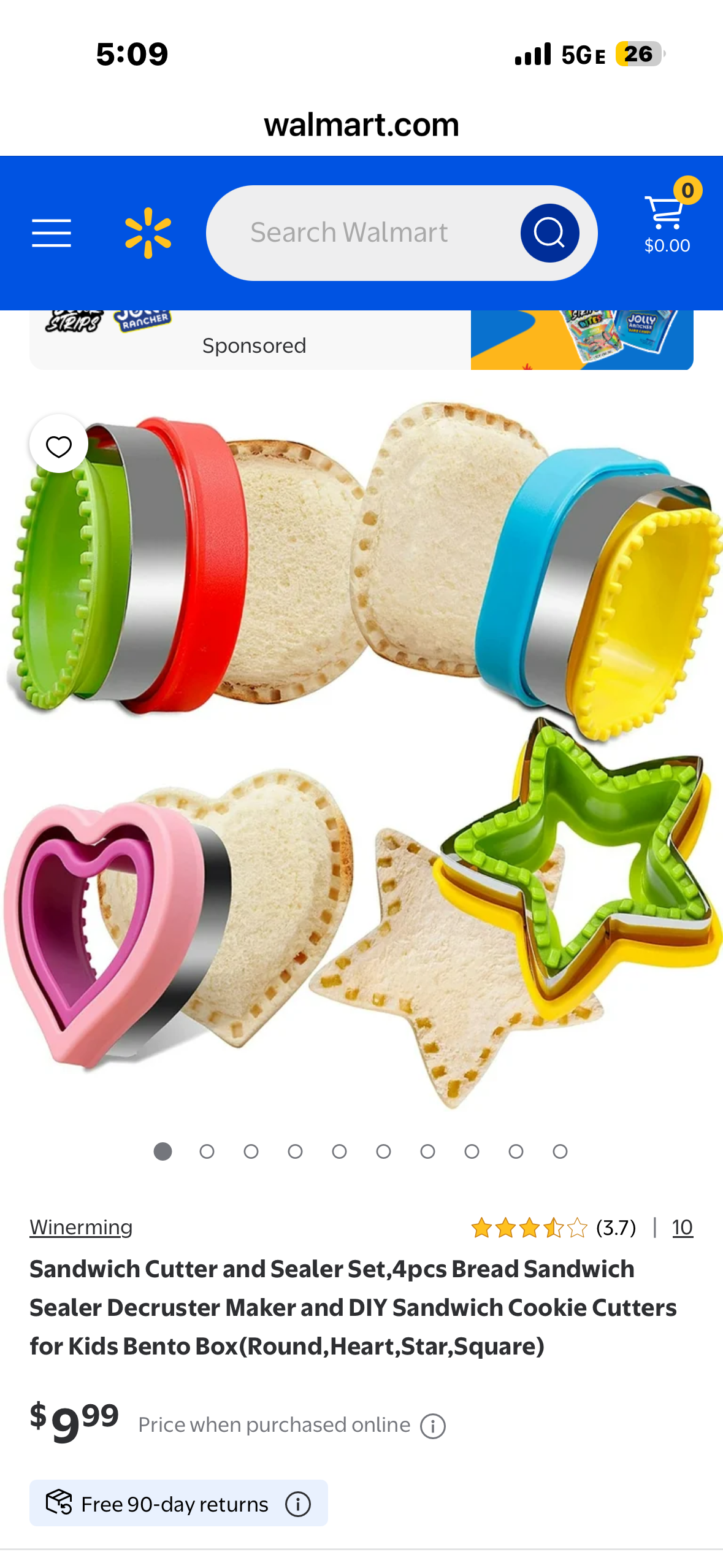 Sandwich Cutter and Sealer,  Set of 4 Bread Decruster, Sandwich Cutter,  Pancake Maker, Heart, Square, Circle, Mouse Ear Shape, DIY Cookie Cutters