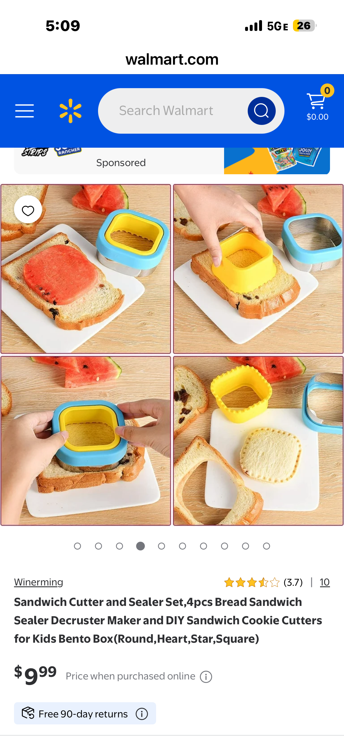 Sandwich Cutter and Sealer,  Set of 4 Bread Decruster, Sandwich Cutter,  Pancake Maker, Heart, Square, Circle, Mouse Ear Shape, DIY Cookie Cutters