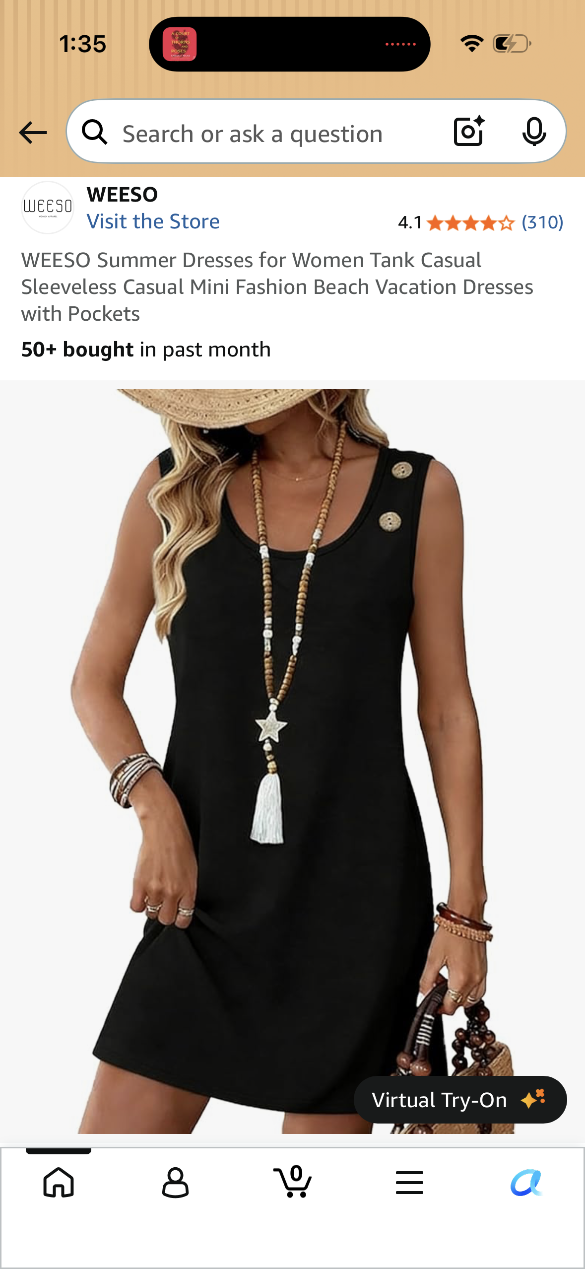 WEESO Summer Dresses for Women Tank Casual Sleeveless Casual Mini Fashion Beach Vacation Dresses with Pockets (Size 2X-Large)