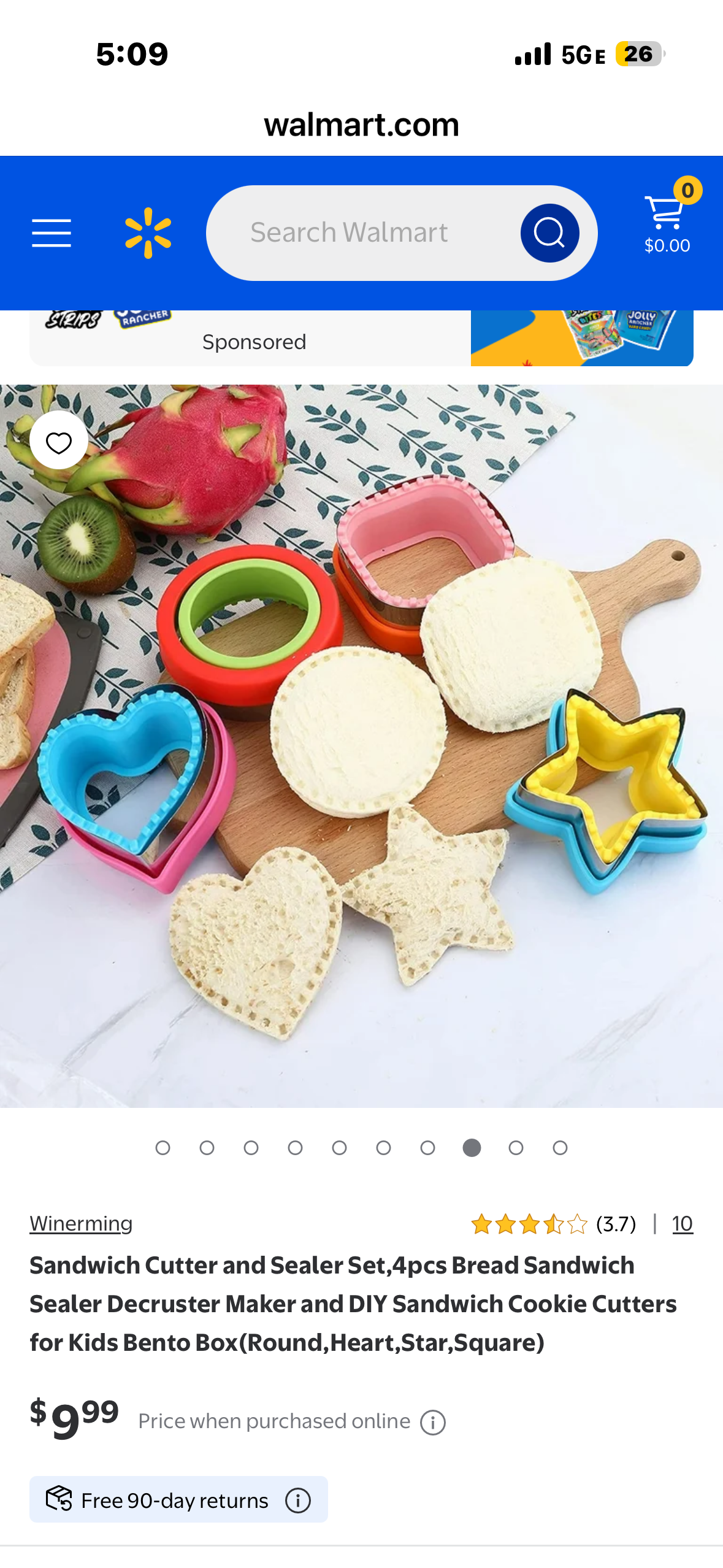 Sandwich Cutter and Sealer,  Set of 4 Bread Decruster, Sandwich Cutter,  Pancake Maker, Heart, Square, Circle, Mouse Ear Shape, DIY Cookie Cutters