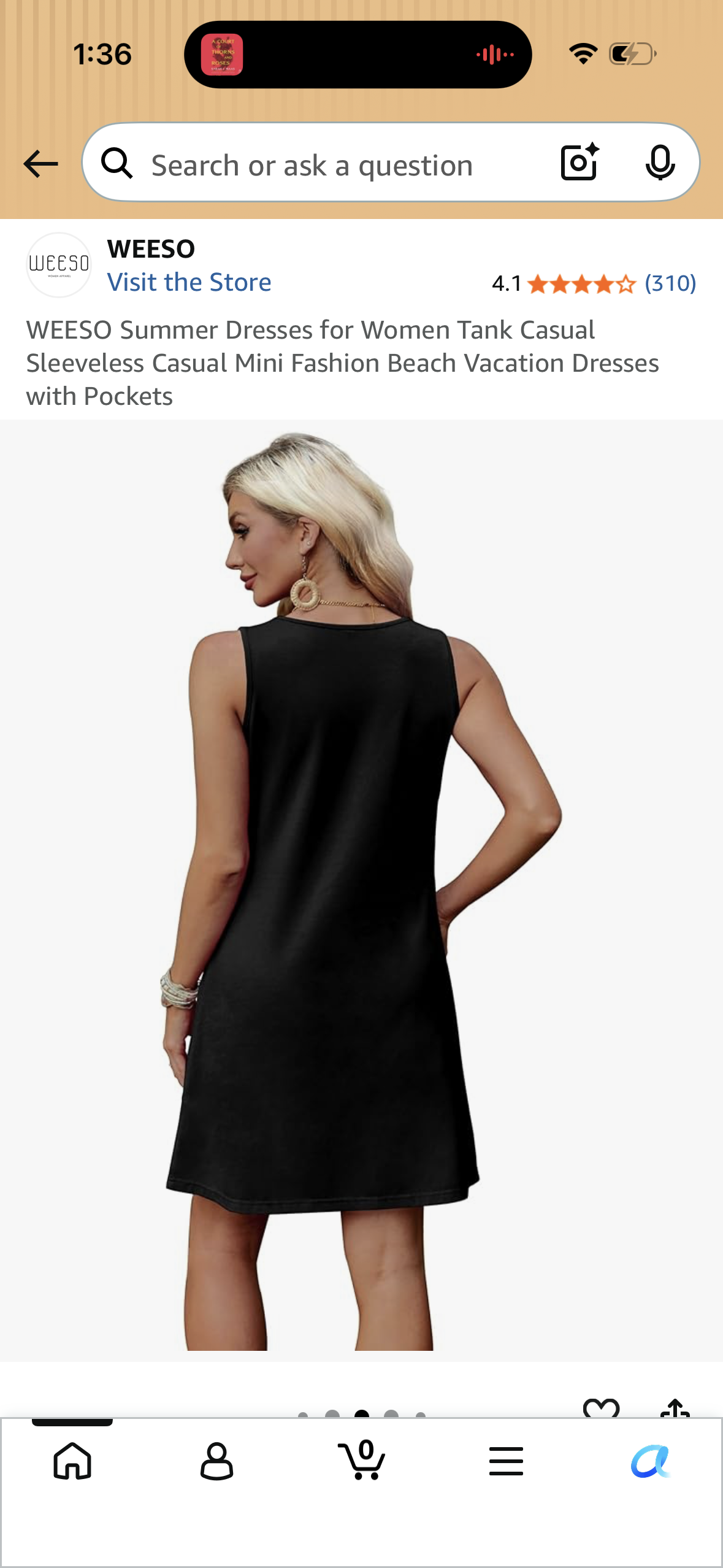 WEESO Summer Dresses for Women Tank Casual Sleeveless Casual Mini Fashion Beach Vacation Dresses with Pockets (Size 2X-Large)