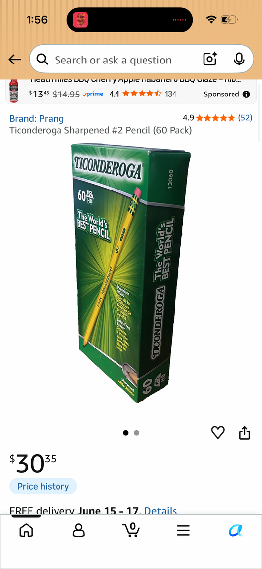 Ticonderoga Sharpened #2 Pencil (60 Pack)