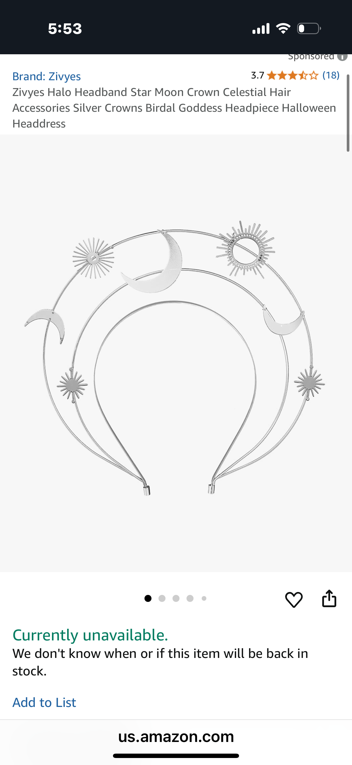 Zivyes Halo Headband Star Moon Crown Celestial Hair Accessories Silver Crowns Birdal Goddess Headpiece Halloween Headdress