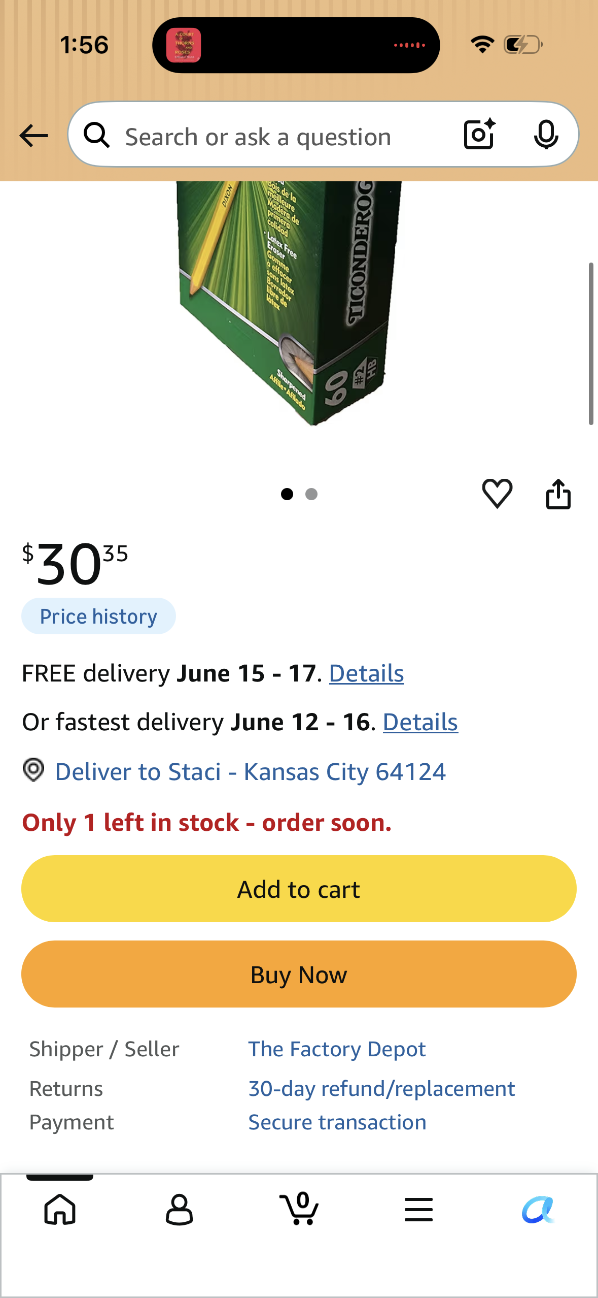 Ticonderoga Sharpened #2 Pencil (60 Pack)