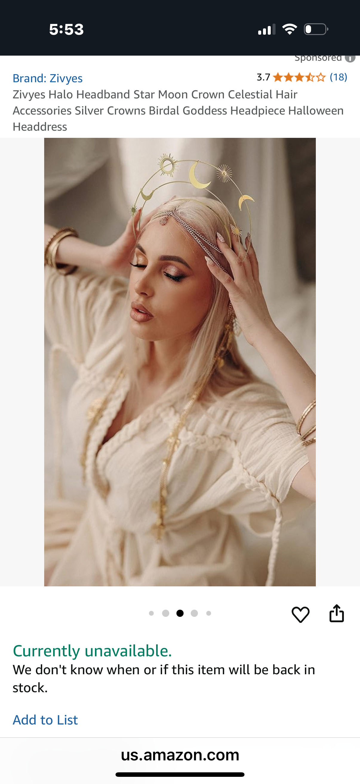 Zivyes Halo Headband Star Moon Crown Celestial Hair Accessories Silver Crowns Birdal Goddess Headpiece Halloween Headdress