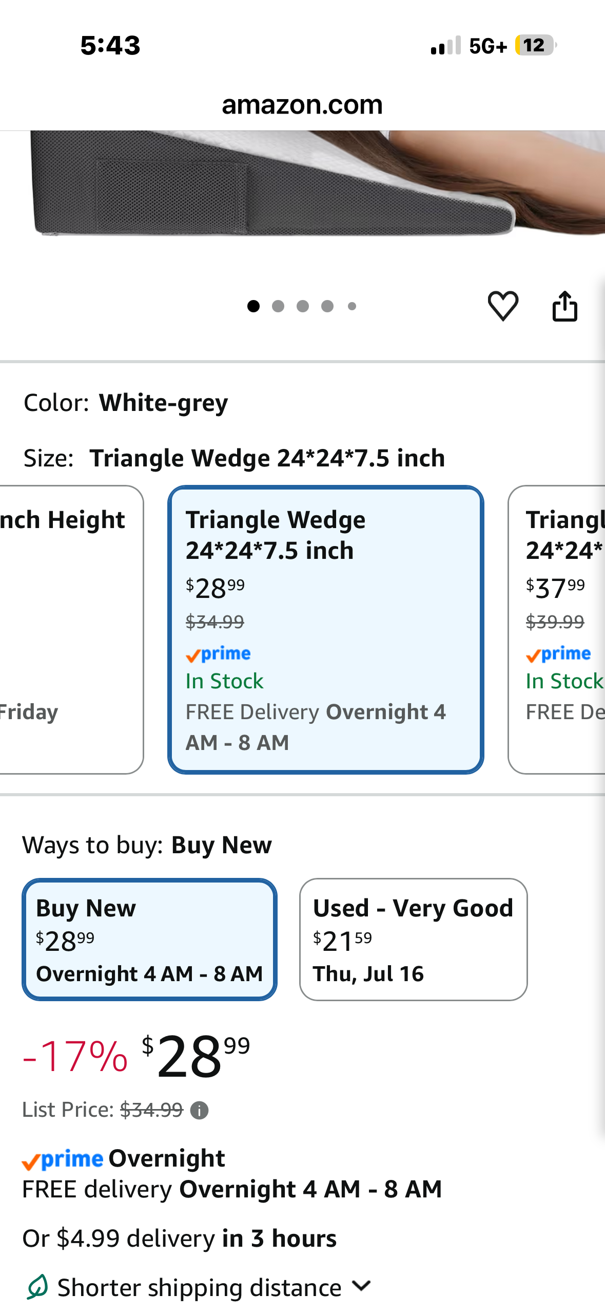 7.5 Inch Bed Wedge Pillow for Acid Reflux or Sleeping | 1.5 Inch Memory Foam Top with Stay Cool Cover | Incline Leg Elevation Pillows | Ideal for Gerd, Heartburn, and Snoring (25" Wx26 Lx7.5 H)