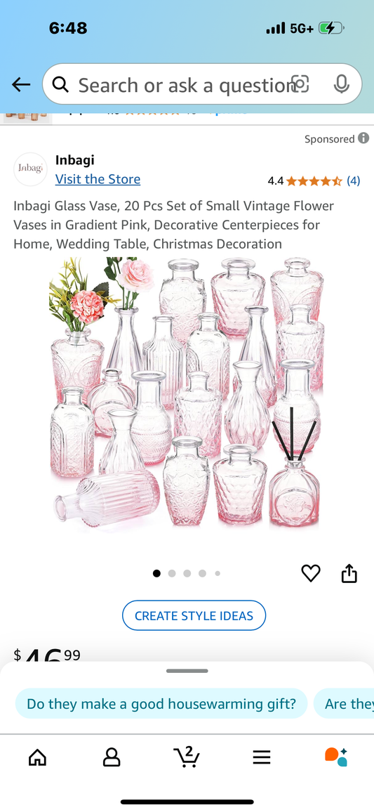 Inbagi Glass Vase, 20 Pcs Set of Small Vintage Flower Vases in Gradient Pink, Decorative Centerpieces for Home, Wedding Table, Christmas Decoration
