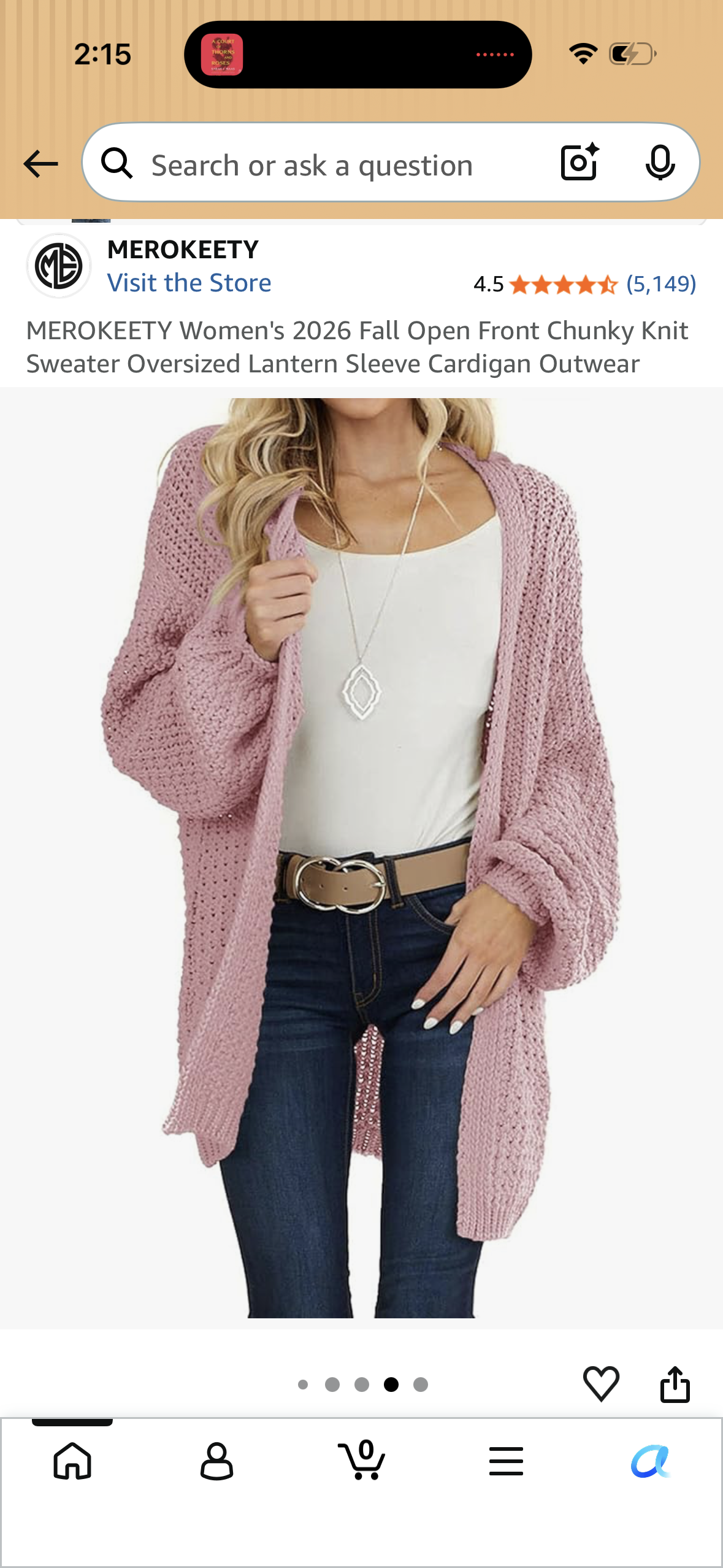 MEROKEETY Women's 2026 Fall Open Front Chunky Knit Sweater Oversized Lantern Sleeve Cardigan Outwear (Size XX-Large)