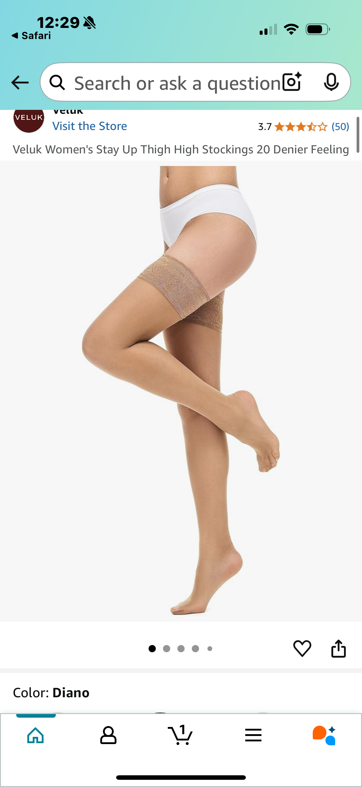 Veluk Women's Stay Up Thigh High Stockings 20 Denier Feeling
