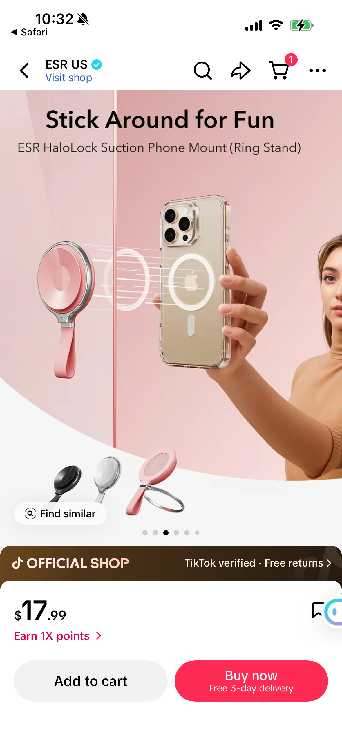 ESR for MagSafe Suction Mount, Sticky Phone Grip, Magnetic Phone Suction Grip, Silicone Suction Cup Phone Mount, Hands-Free Mirror Phone Holder for iPhone 17 16/Android/S25/Google, TikTok/Video, Pink