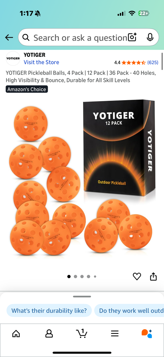 YOTIGER Pickleball Balls, 4 Pack | 12 Pack | 36 Pack - 40 Holes, High Visibility & Bounce, Durable for All Skill Levels