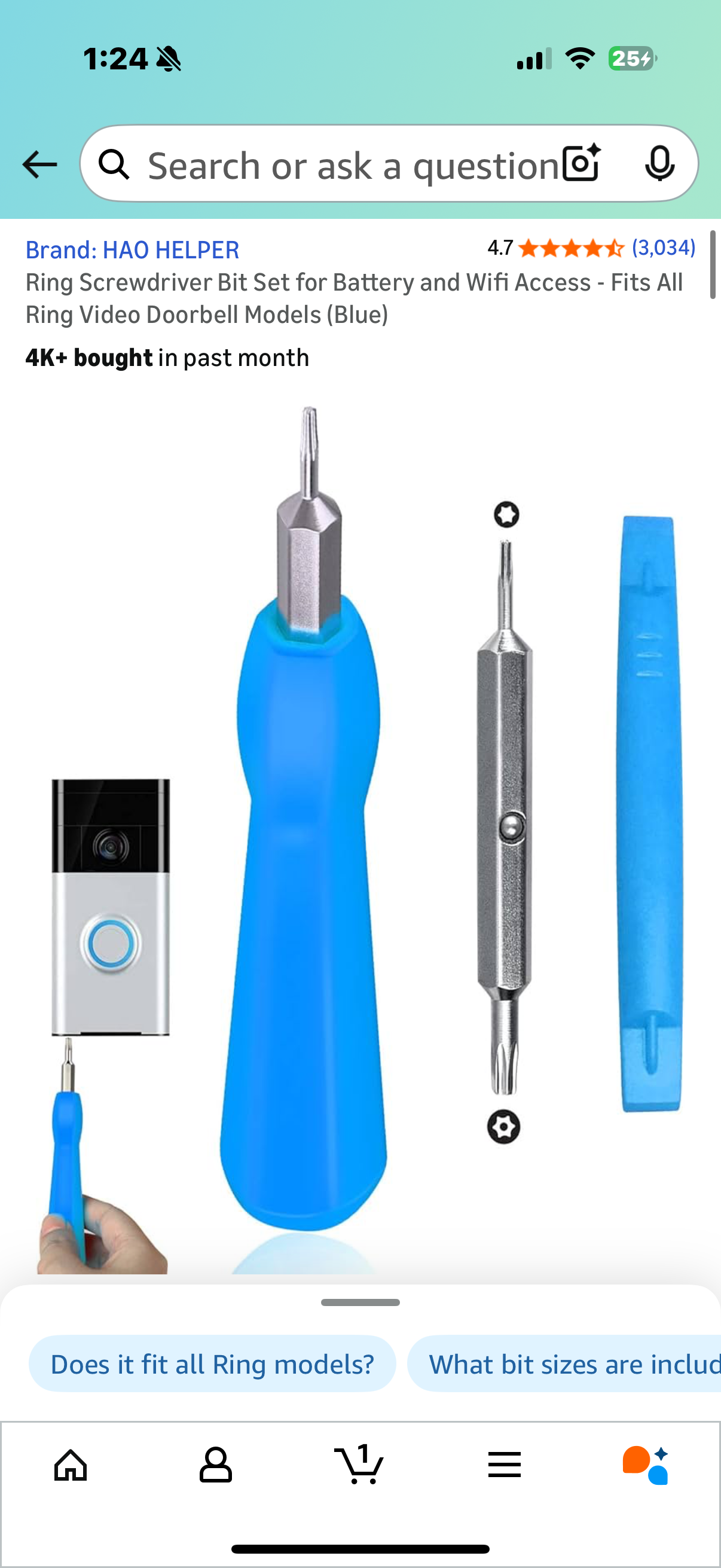 2 packages Screwdriver Bit Set for Battery and Wifi Access - Fits All Ring Video Doorbell Models (Blue)