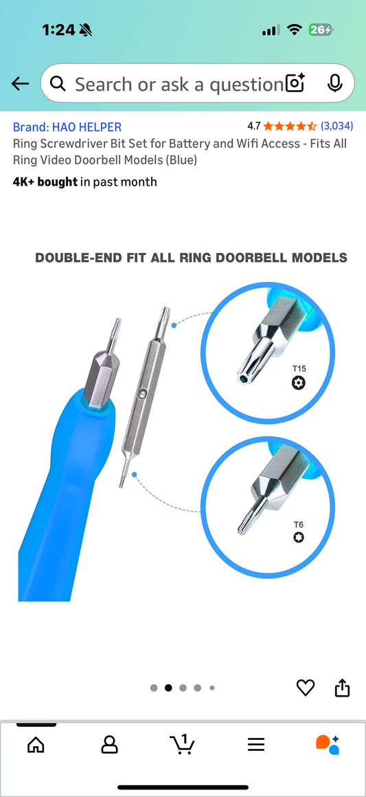 2 packages Screwdriver Bit Set for Battery and Wifi Access - Fits All Ring Video Doorbell Models (Blue)