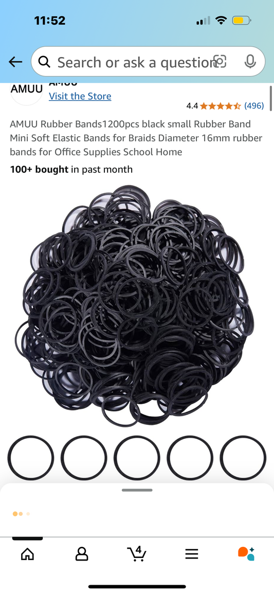 AMUU Rubber Bands1200pcs black small Rubber Band Mini Soft Elastic Bands for Braids Diameter 16mm rubber bands for Office Supplies School Home